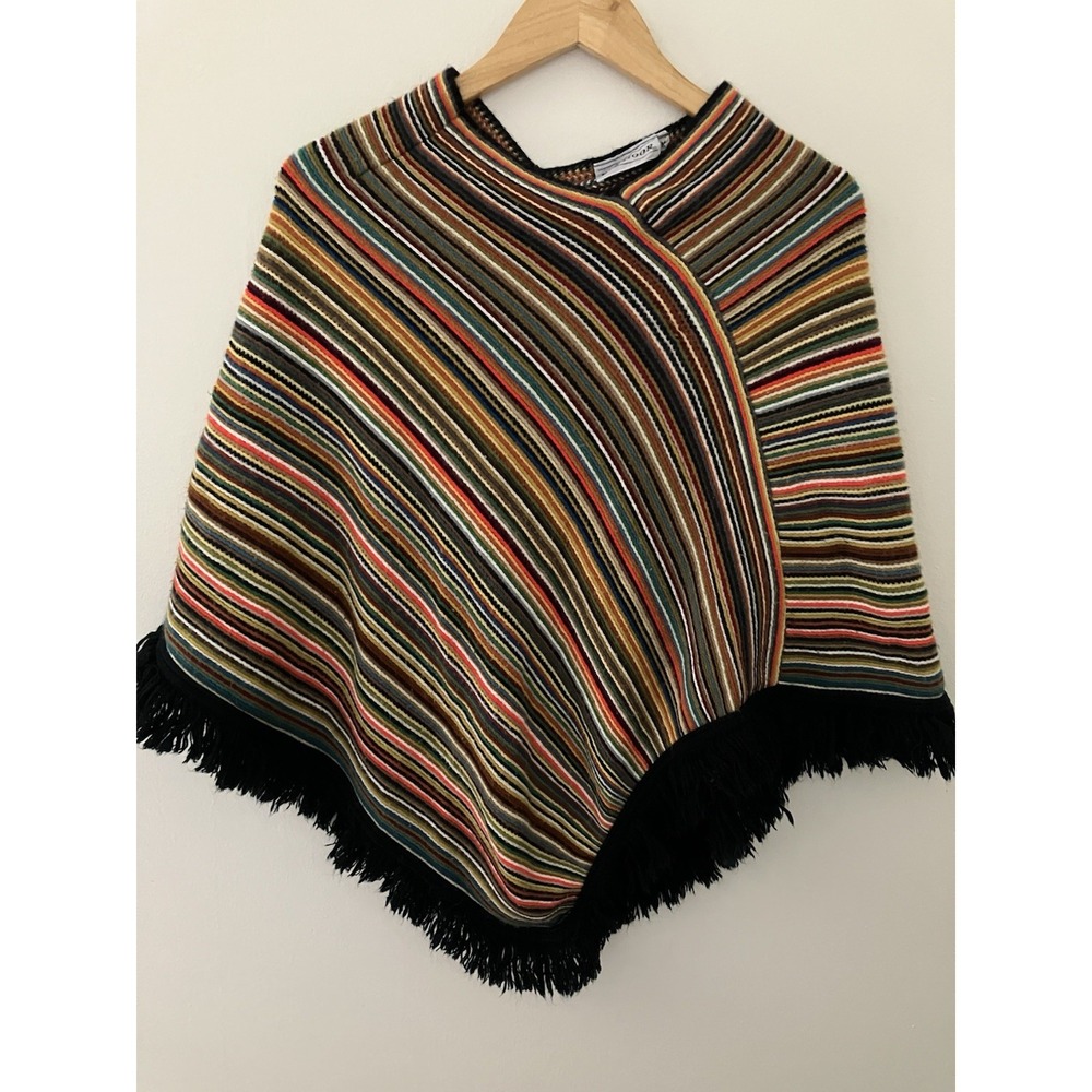 VTG Donmoor Poncho Women's Sz M Groovy Threads Flower Power